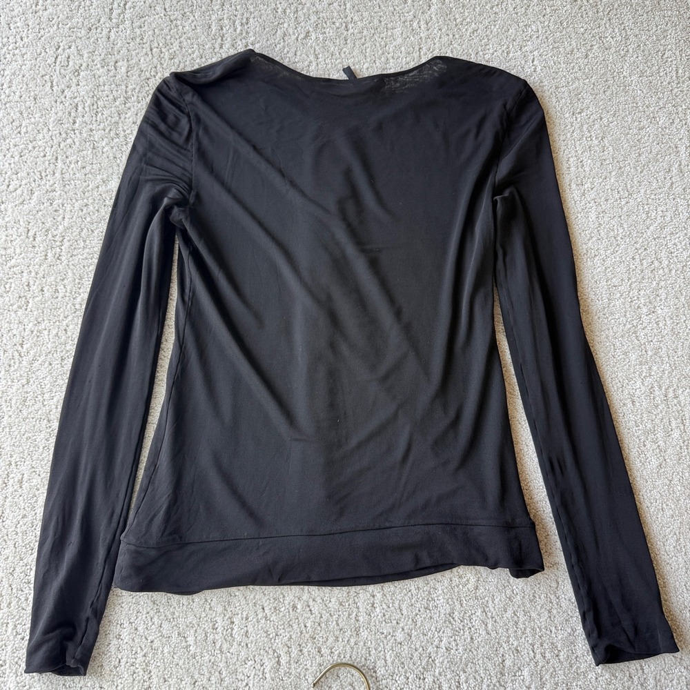Gucci Pleated Front Top Women XS Black Long Sleeve Viscose 184193 X6073 - Picture 9 of 16